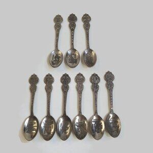 Lot Of 9 American Collectors Guild US State Spoons ME AK NJ WA GA TN ID FL IL